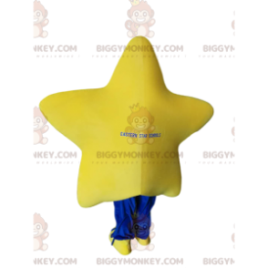 Costume de mascotte BIGGYMONKEY™ d'étoile jaune très souriante