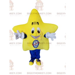 Costume de mascotte BIGGYMONKEY™ d'étoile jaune très souriante