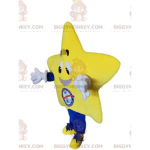 Fantasia de mascote estrela amarela muito sorridente