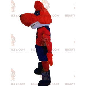 BIGGYMONKEY™ Red and Blue Wolf Superhero Mascot Costume –