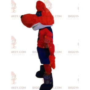 BIGGYMONKEY™ Costume da mascotte da supereroe lupo rosso e blu