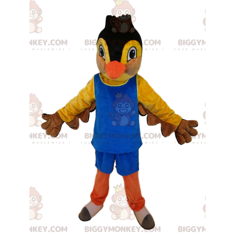 Costume de mascotte BIGGYMONKEY™ d'oiseau jaune et noir, en