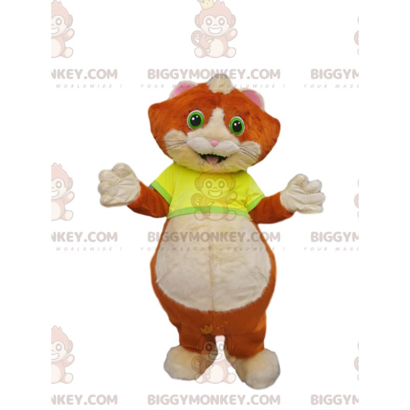 Costume de mascotte BIGGYMONKEY™ de petit chat roux et blanc
