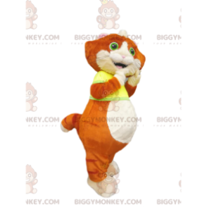 BIGGYMONKEY™ Costume da mascotte piccolo zenzero e gatto bianco