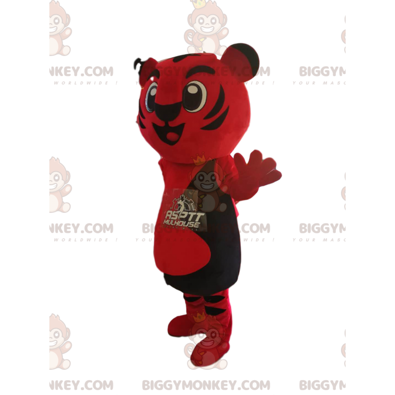 Costume de mascotte BIGGYMONKEY™ de tigre rouge et noir très