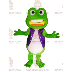 Traje de mascote de sapo verde BIGGYMONKEY™ com jaqueta de