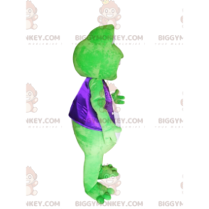 Kostým maskota Green Frog BIGGYMONKEY™ s fialovou saténovou