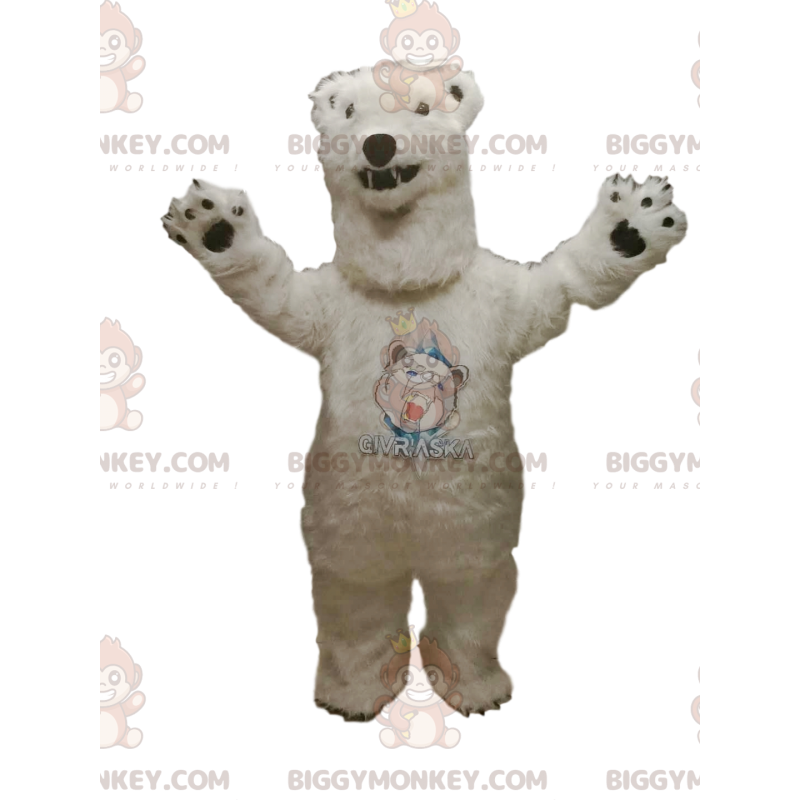Costume de mascotte BIGGYMONKEY™ d'ours polaire féroce. Costume