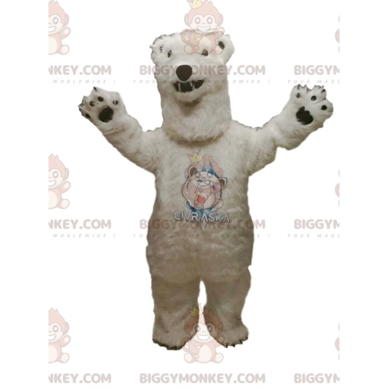 Traje de mascote feroz do urso polar BIGGYMONKEY™. fantasia de