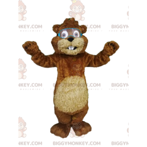 Lovable Beaver BIGGYMONKEY™ Mascot Costume With Goggles -