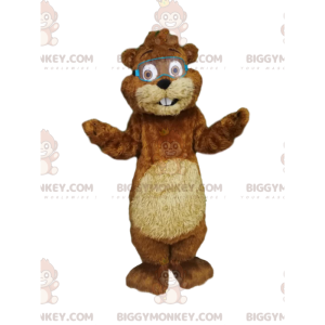 Lovable Beaver BIGGYMONKEY™ Mascot Costume With Goggles -