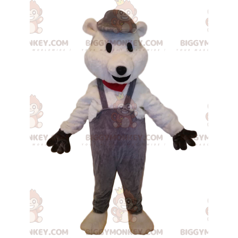 Disfraz de mascota de oso polar BIGGYMONKEY™ con overol gris -