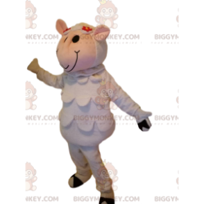 Traje de mascote BIGGYMONKEY™ de ovelha branca engraçada e