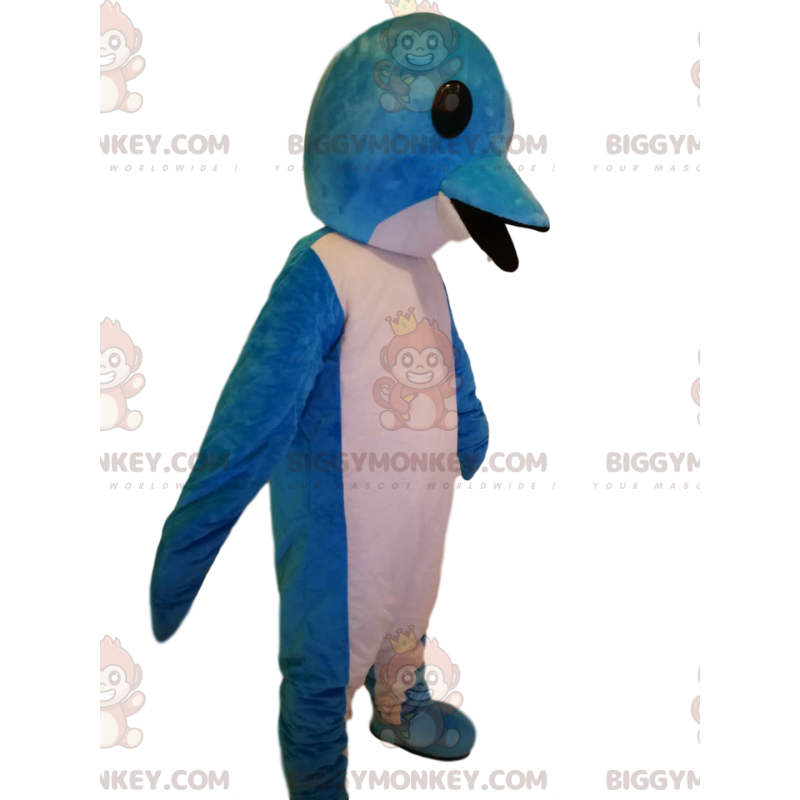 Costume de mascotte BIGGYMONKEY™ de dauphin blanc et bleu super