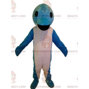 Super rolig vit och blå delfin BIGGYMONKEY™ maskotdräkt -