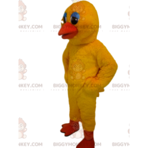 Traje de mascote BIGGYMONKEY™ Pato amarelo com olhos amorosos –