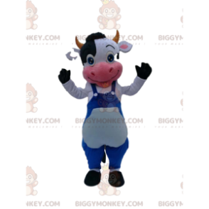 Costume de mascotte BIGGYMONKEY™ de vache noire et blanche avec