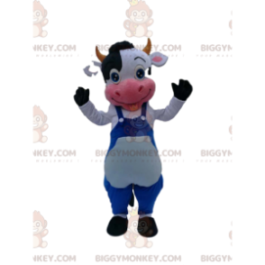Traje de mascote de vaca BIGGYMONKEY™ preto e branco com