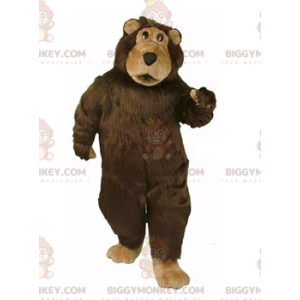 Kostium maskotki z futrzanym brązowym i brązowym niedźwiedziem