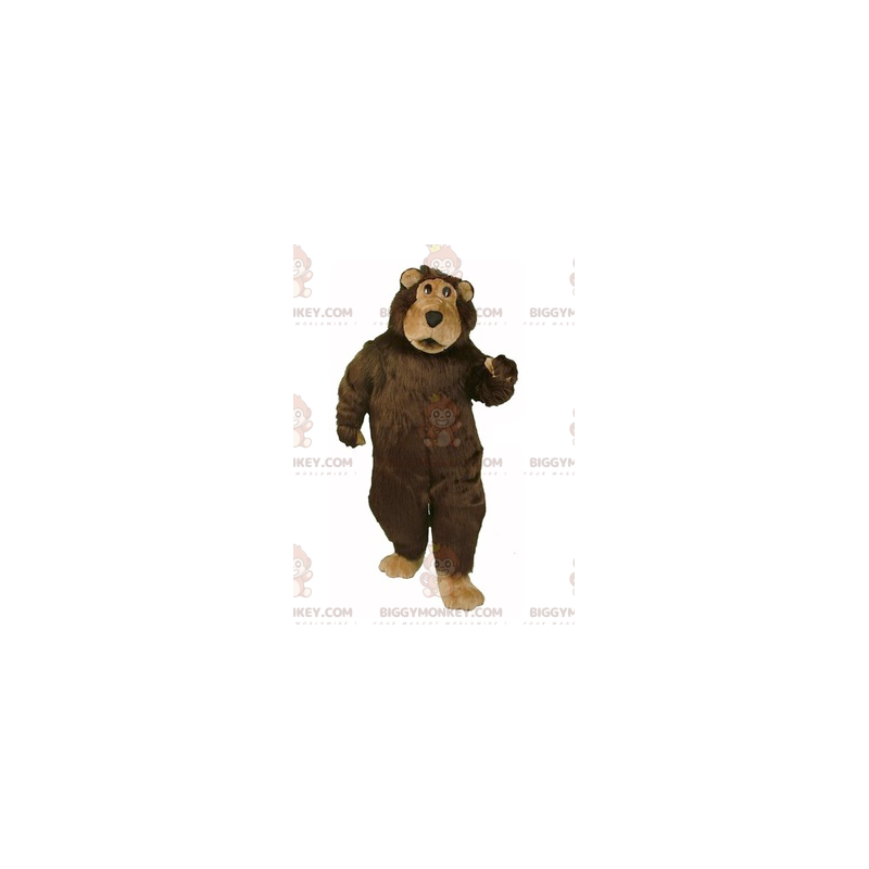Kostium maskotki z futrzanym brązowym i brązowym niedźwiedziem