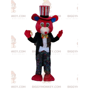 Red Bear BIGGYMONKEY™ maskottiasu klovniasulla - Biggymonkey.com