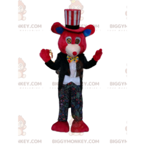 Rode beer BIGGYMONKEY™ mascottekostuum met clownoutfit -