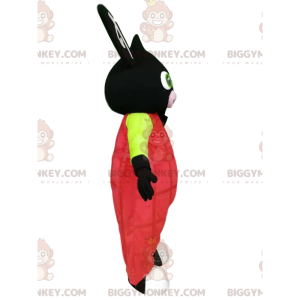BIGGYMONKEY™ Maskottchen-Kostüm Schwarzes Kaninchen mit rosa