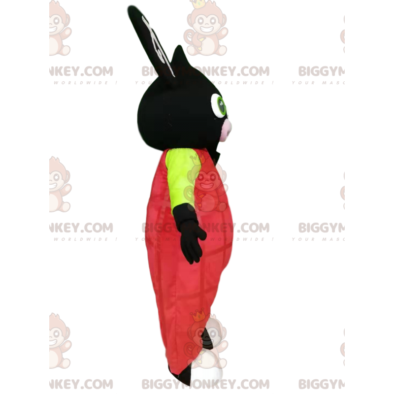 BIGGYMONKEY™ Mascot Costume Black Rabbit With Pink Overalls –