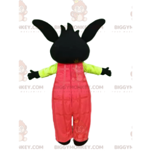 BIGGYMONKEY™ Mascot Costume Black Rabbit With Pink Overalls -