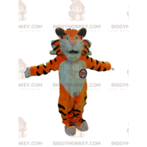 Sehr freundliches Orange Tiger BIGGYMONKEY™ Maskottchen-Kostüm