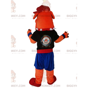 BIGGYMONKEY™ Orange Ball-Dog -maskottiasu urheiluasuissa -