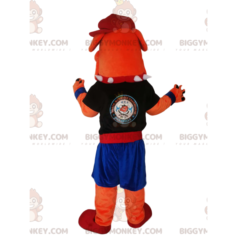 BIGGYMONKEY™ oranje bal-hond mascottekostuum in sportkleding -