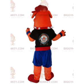 BIGGYMONKEY™ oranje bal-hond mascottekostuum in sportkleding -