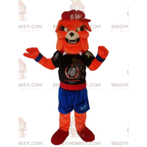 BIGGYMONKEY™ Costume da mascotte arancione cane palla in