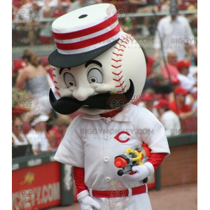 Disfraz de mascota BIGGYMONKEY™ de béisbol blanco y rojo -