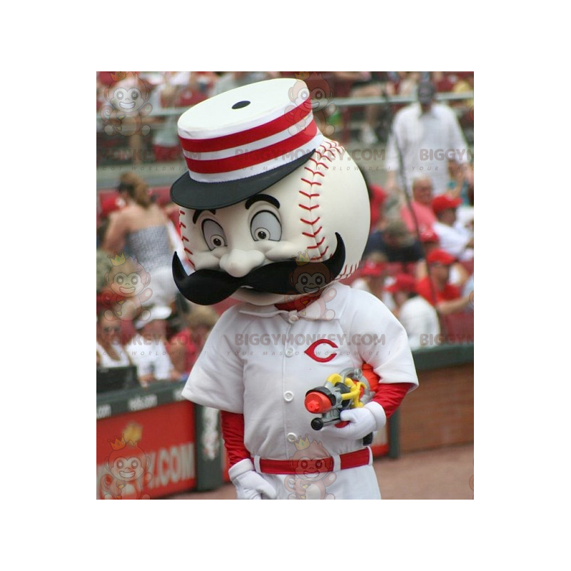 Disfraz de mascota BIGGYMONKEY™ de béisbol blanco y rojo -