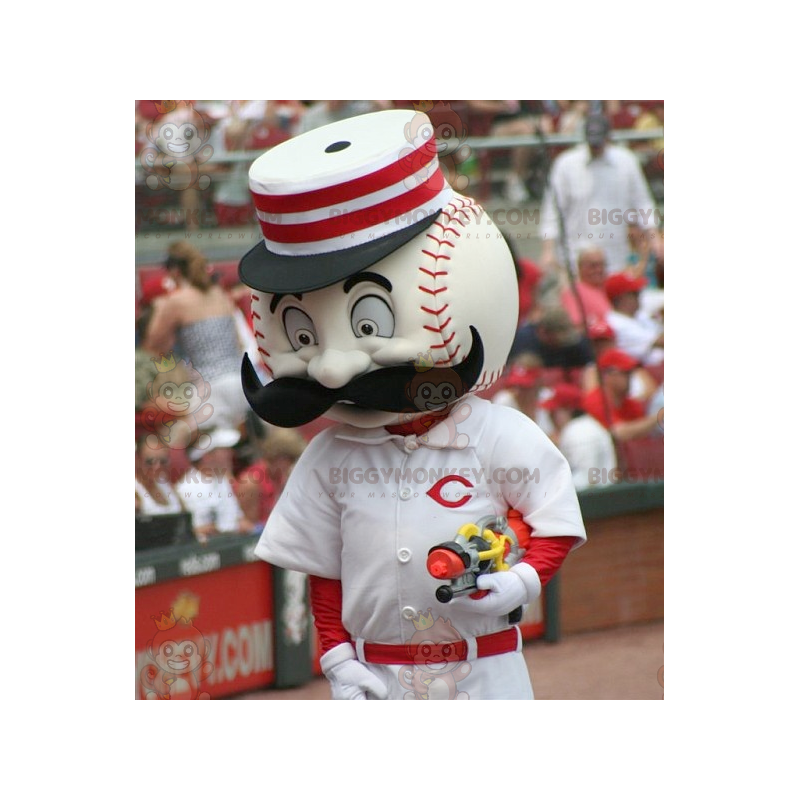 Weißes und rotes Baseball-BIGGYMONKEY™-Maskottchen-Kostüm -
