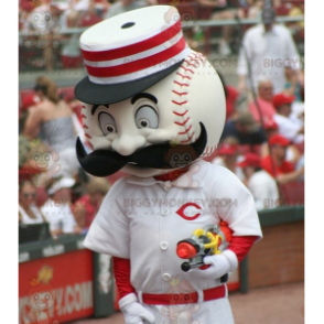 Costume de mascotte BIGGYMONKEY™ de balle de baseball blanche