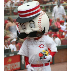 Disfraz de mascota BIGGYMONKEY™ de béisbol blanco y rojo -