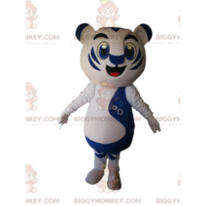 Disfraz de mascota BIGGYMONKEY™ de tigre blanco y azul con gran