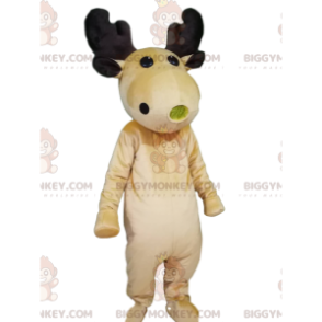 Traje de mascote de rena BIGGYMONKEY™ com lindos chifres de