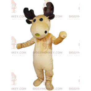 Traje de mascote de rena BIGGYMONKEY™ com lindos chifres de