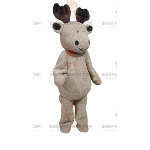 Costume de mascotte BIGGYMONKEY™ de renne beige avec un sourire