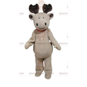 Costume de mascotte BIGGYMONKEY™ de renne beige avec un sourire