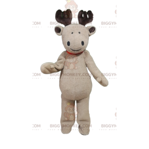 Costume de mascotte BIGGYMONKEY™ de renne beige avec un sourire