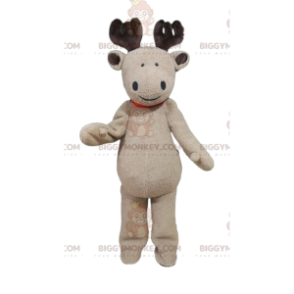 BIGGYMONKEY™ Costume da mascotte Renna beige con sorriso