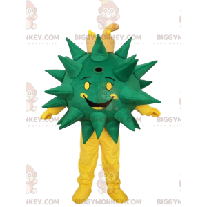 Disfraz de mascota BIGGYMONKEY™ de virus verde y amarillo