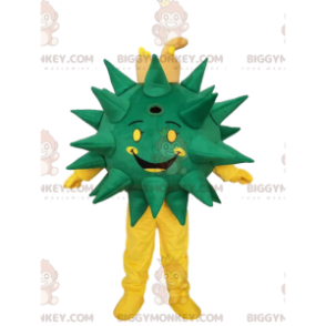 Smiling Green and Yellow Virus BIGGYMONKEY™ Mascot Costume.