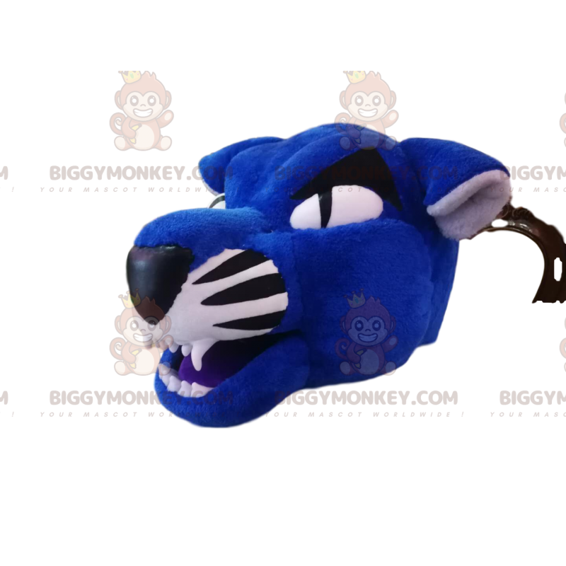 Blauer und schwarzer Tiger BIGGYMONKEY™ Maskottchen-Kostümkopf