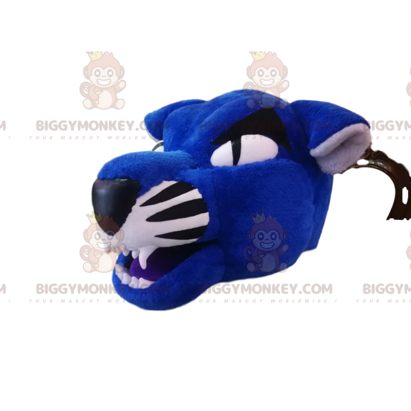 Tête de Costume de mascotte BIGGYMONKEY™ de tigre bleu et noir